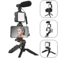  Akıllı Telefon Vlog Kiti Tripod Mini Mikrofonlu Telefon Tutucu