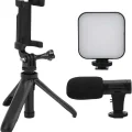 BUĞZ Akıllı Telefon Vlog Kiti Tripod Mini Mikrofonlu Telefon Tutucu