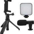 BUĞZ Akıllı Telefon Vlog Kiti Tripod Mini Mikrofonlu Telefon Tutucu - Lisinya