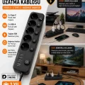 BUĞZ Akım Korumalı 5’li Priz 2xusb 2xtype-c Çıkış Akım Koruma Çoklu Priz Çoğaltıcı Anahtarlı Ftr-31 Siyah
