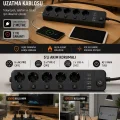BUĞZ Akım Korumalı 5’li Priz 2xusb 2xtype-c Çıkış Akım Koruma Çoklu Priz Çoğaltıcı Anahtarlı Ftr-31 Siyah
