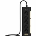 BUĞZ Akım Korumalı 5’li Priz 2xusb 2xtype-c Çıkış Dokunmatik Işıklı Akım Koruma Çoklu Priz Çoğaltıcı Siyah