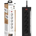 BUĞZ Akım Korumalı 5’li Priz 2xusb 2xtype-c Çıkış Dokunmatik Işıklı Akım Koruma Çoklu Priz Çoğaltıcı Siyah