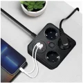 BUĞZ Akım Korumalı Anahtarlı Priz - 3x Priz - 2x Usb - 2x Type-c - 2 Mt Kablo Hızlı Şarj Özellikli Siyah