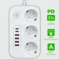 BUĞZ  akım Korumalı Priz Ve Masaüstü Şarj İstasyonu Kablosuz 3 Priz ,4 Usb, 2 Type-c Girişli 2 Metre