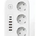 BUĞZ  akım Korumalı Priz Ve Masaüstü Şarj İstasyonu Kablosuz 3 Priz ,4 Usb, 2 Type-c Girişli 2 Metre