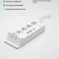 BUĞZ Akım Korumalı Priz Ve Masaüstü Şarj İstasyonu Kablosuz 4 Priz ,4 Usb, 2 Type-c Girişli 2 Metre