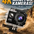BUĞZ Aksiyon kamerası 4K çözünürlük wifi su geçirmez 3 ATM hafıza kartı desteği siyah