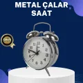 BUĞZ Alarmlı Dekoratif Yuvarlak Masa Saati Gümüş Renk Sessiz ve Işıklı
