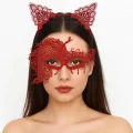  Alevin Zarafeti Kırmızı Dantel Maske ve Taç Seti 4 No – Kadın Kostüm Tamamlayıcı