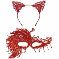  Alevin Zarafeti Kırmızı Dantel Maske ve Taç Seti 4 No – Kadın Kostüm Tamamlayıcı