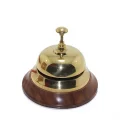  Altı Ahşap Üstü Pirinç Masa Üstü Resepsiyon Çanı