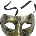  Altın Eskitme Yüz Maskesi - Antik Tarz Balo Maskesi