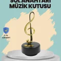 BUĞZ Altın Nota Sol Anahtarı Müzik Box Döner Mekanizmalı Hediyelik