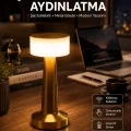 BUĞZ Altın Rengi Masa ve Gece Lambası Dokunmatik Şarjlı Masa Lambası