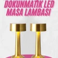  Altın Rengi Masa ve Gece Lambası Dokunmatik Şarjlı Masa Lambası