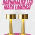 BUĞZ Altın Rengi Masa ve Gece Lambası Dokunmatik Şarjlı Masa Lambası