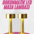 BUĞZ Altın Rengi Masa ve Gece Lambası Dokunmatik Şarjlı Masa Lambası - Lisinya