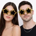 BUĞZ Altın Renk Disko Yıldızı Retro Parti Gözlüğü 16x7 Cm