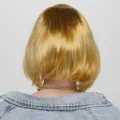 BUĞZ Altın Renk Düz Kesim Küt Parti Peruğu Kısa Takma Saç