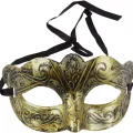  Altın Renk Eskitme Maskeli Balo Maskesi – Venedik Tarzı Parti Maskesi