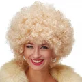 BUĞZ Altın Renk Kıvırcık Afro Bonus Peruk Saç Parti Peruğu Platin Gold