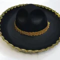 BUĞZ Altın Renk Şeritli Meksika Mariachi Latin Şapkası 55 Cm Çocuk