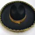BUĞZ Altın Renk Şeritli Meksika Mariachi Latin Şapkası 55 cm Çocuk