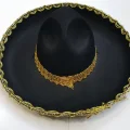 BUĞZ Altın Renk Şeritli Meksika Mariachi Latin Şapkası 55 Cm Çocuk