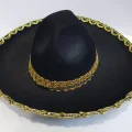 BUĞZ Altın Renk Şeritli Meksika Mariachi Latin Şapkası 55 cm Çocuk