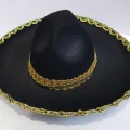  Altın Renk Şeritli Meksika Mariachi Latin Şapkası 55 cm Çocuk