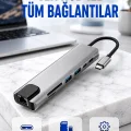 BUĞZ Alüminyum Gövdeli Type‑C HDMI & Ethernet Adaptör – Tak & Çalıştır