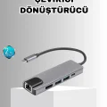 BUĞZ Alüminyum Kasalı MacBook USB-C Hub – 4K HDMI, USB 3.0, SD/TF Kart Girişi, PD Şarj Desteği