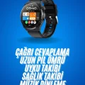 BUĞZ Amoled Ekran Metal Deri Silikon Kordonlu Uyku ve Sağlık Takibi