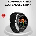 BUĞZ AMOLED Ekranlı Akıllı Saat – 3 Kordon Seçenekli, Suya Dayanıklı, Kalp Atış ve Uyku Takip Özellikli
