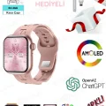 BUĞZ AMOLED ekranlı, sesli görüşme ve sağlık takip özelliklerine sahip, şık tasarımlı bir akıllı saat.