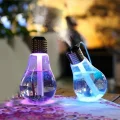 BUĞZ Ampul şekilli oda hava nemlendirici USB su hazneli sıcak buharlı 7 LED ışıklı mavi