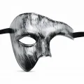 BUĞZ Antik Eskitme Gümüş Erkek Yarım Maske - Phantom & Balo Maskesi