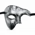 BUĞZ Antik Eskitme Gümüş Erkek Yarım Maske - Phantom Parti  Balo Maskesi