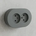 BUĞZ Antrasit İkili Sıva Üstü Topraklı Priz - Modern ve Dayanıklı Elektrik Çözümü
