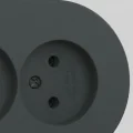 BUĞZ Antrasit İkili Sıva Üstü Topraklı Priz - Modern ve Dayanıklı Elektrik Çözümü
