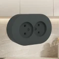 BUĞZ Antrasit Renk Çiftli Sıva Üstü Topraklı Elektrik Priz