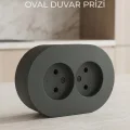 BUĞZ Antrasit Renkli Çift Topraklı Elektrik Prizi Sıva Üstü Modern Tasarım