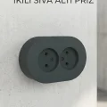 BUĞZ Antrasit Renkli İkili Topraklı Priz - Sıva Üstü Kullanım İçin Uygun