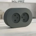 BUĞZ Antrasit Renkli Sıva Üstü İkili Topraklı Priz, Çiftli Elektrik Bağlantısı