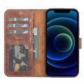  Apple iPhone 12 Pro Max Uyumlu Deri Cüzdanlı Kılıf Antik Kahve