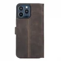 BUĞZ Apple iPhone 13 Pro Max Uyumlu Deri Cüzdanlı Kılıf Acı Kahve