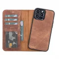 BUĞZ Apple iPhone 13 Pro Max Uyumlu Deri Cüzdanlı Kılıf MWWN G2 Kahve