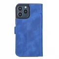 BUĞZ Apple iPhone 13 Pro Max Uyumlu Deri Cüzdanlı Kılıf Okyanus Mavi
