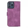 BUĞZ Apple iPhone 13 Pro Max Uyumlu Deri Cüzdanlı Kılıf Rustik Mor